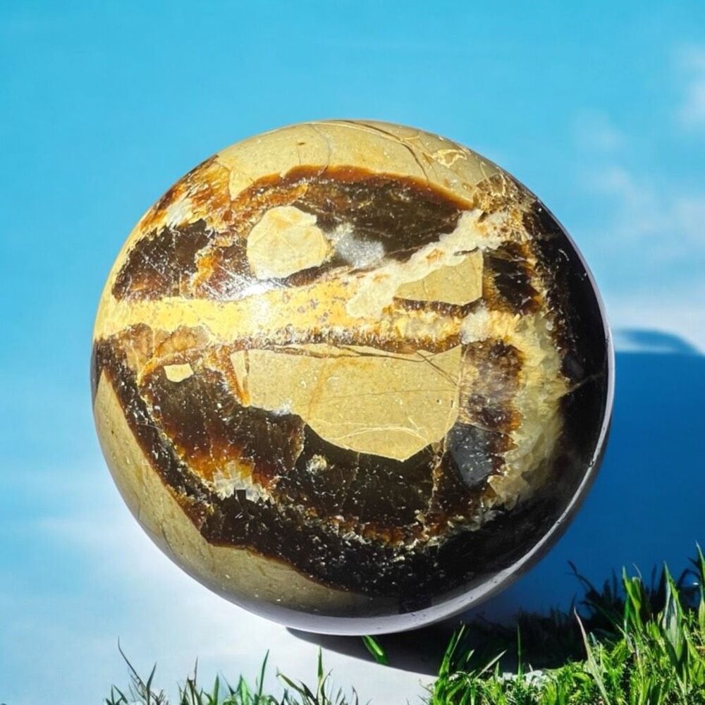 Septarian Crystal Sphere with UV Reaction